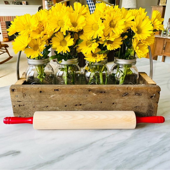 JK Adams•Vintage/Never Used•Maple Rolling Pin with Red Handles•19.5” Full Size🌼 - Picture 9 of 10
